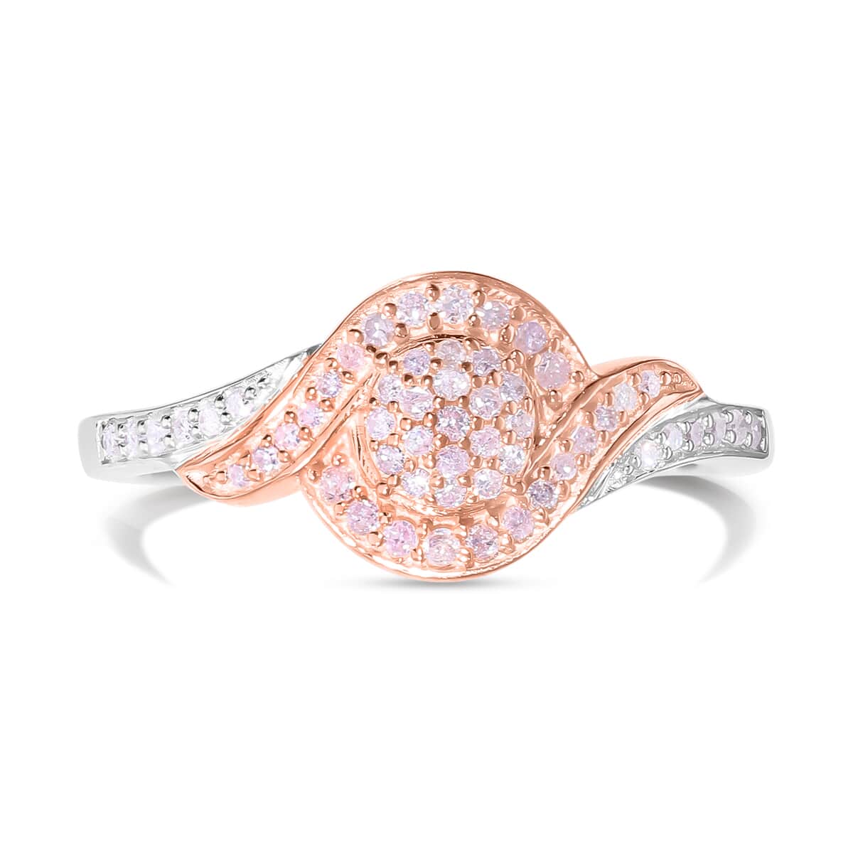 Natural Pink and White Diamond I3 Ring in Vermeil RG and Platinum Over Sterling Silver (Size 6.0) 0.25 ctw image number 0