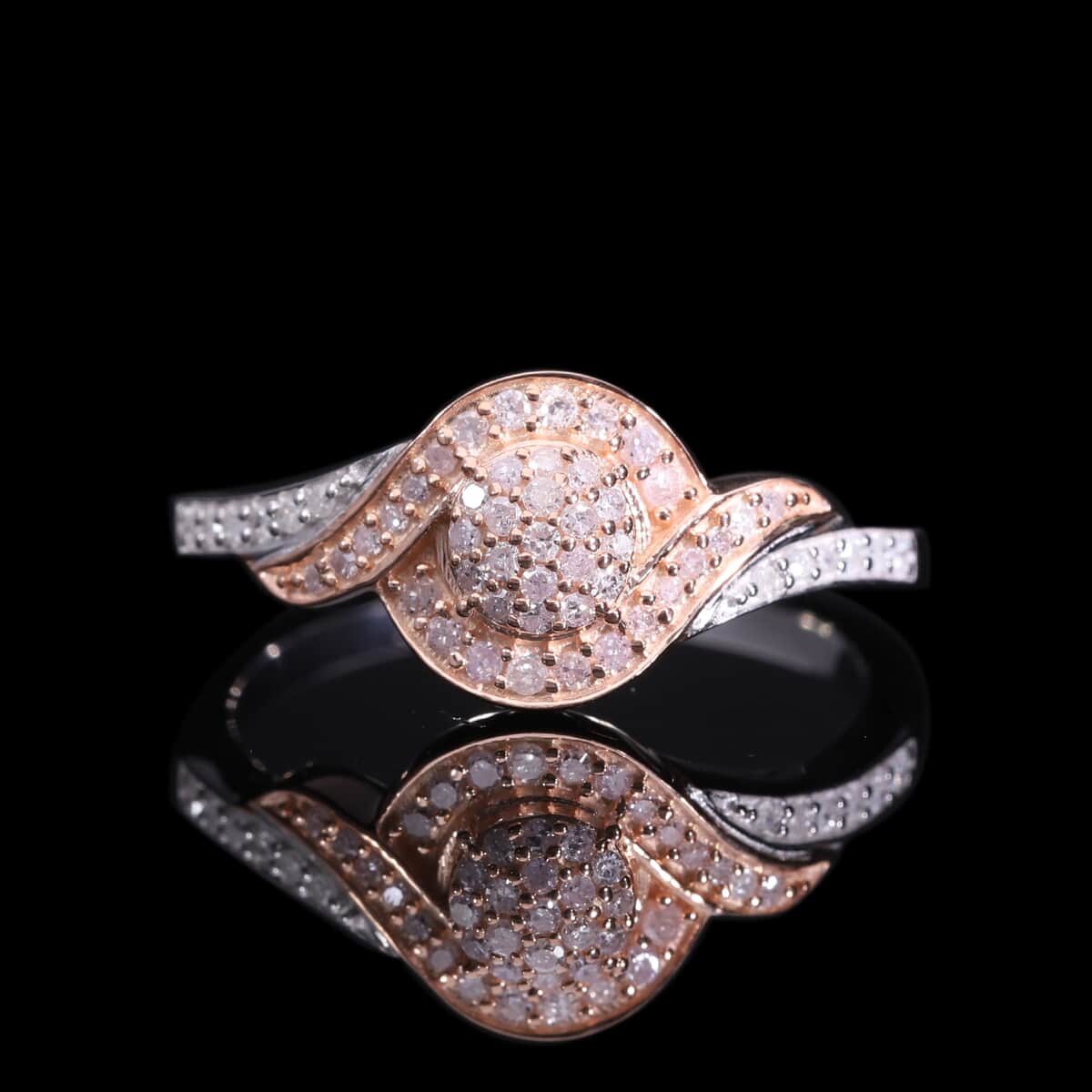 Natural Pink and White Diamond I3 Ring in Vermeil RG and Platinum Over Sterling Silver (Size 7.0) 0.25 ctw image number 1