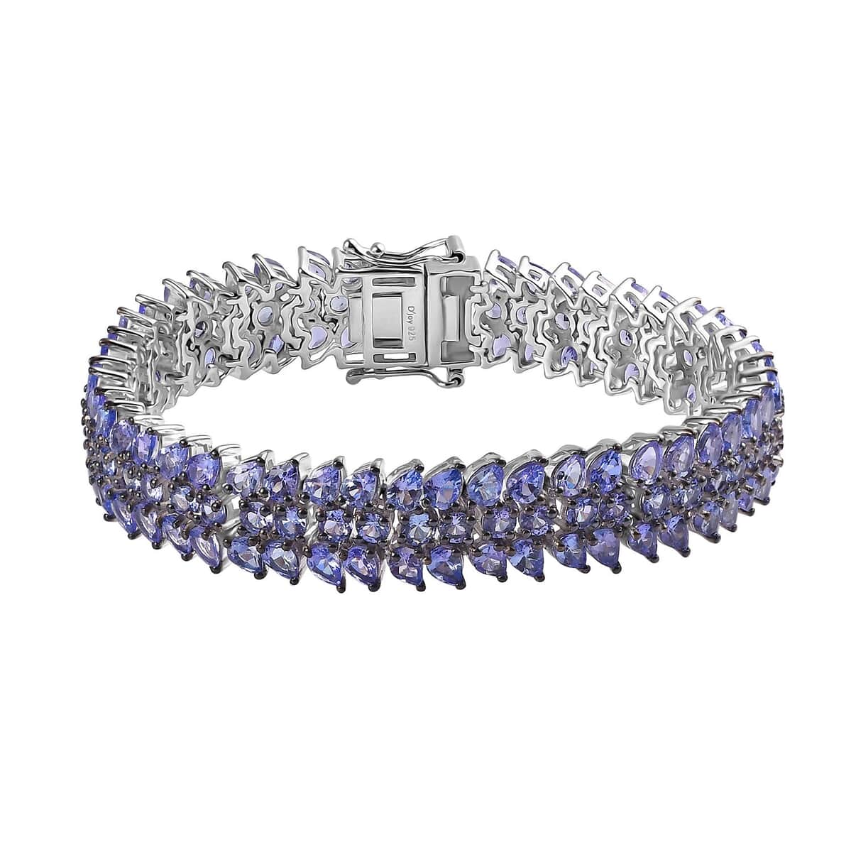 Tanzanite 3 Row Bracelet in Platinum Over Sterling Silver (6.50 In) 18.90 ctw image number 0
