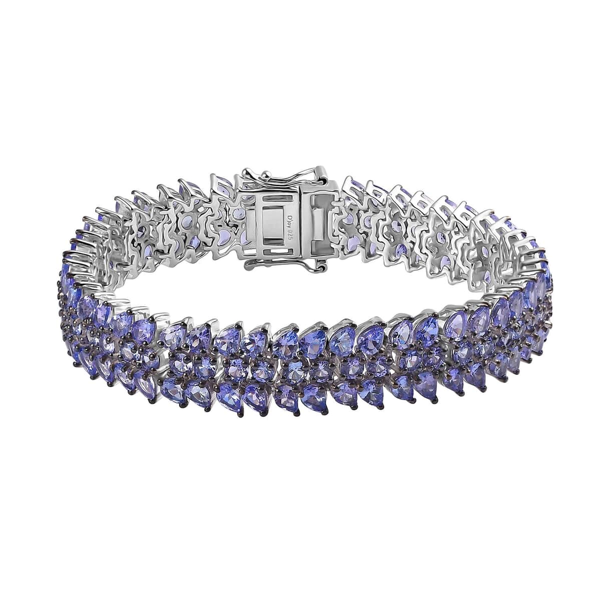 Tanzanite Crown Prestige 3 Row Bracelet in Platinum Over Sterling Silver (6.50 In) 18.90 ctw image number 0