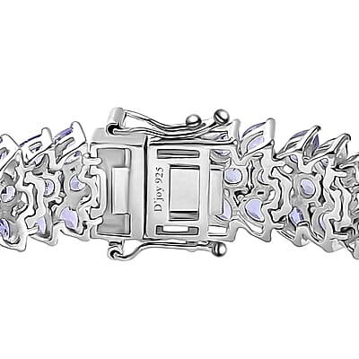 Tanzanite Crown Prestige 3 Row Bracelet in Platinum Over Sterling Silver (6.50 In) 18.90 ctw
