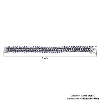 Tanzanite Crown Prestige 3 Row Bracelet in Platinum Over Sterling Silver (6.50 In) 18.90 ctw