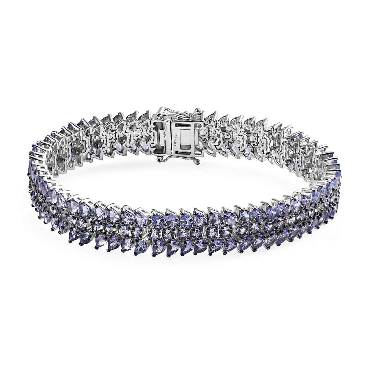 Tanzanite 3 Row Bracelet in Platinum Over Sterling Silver (7.25 In) 22.15 ctw image number 0