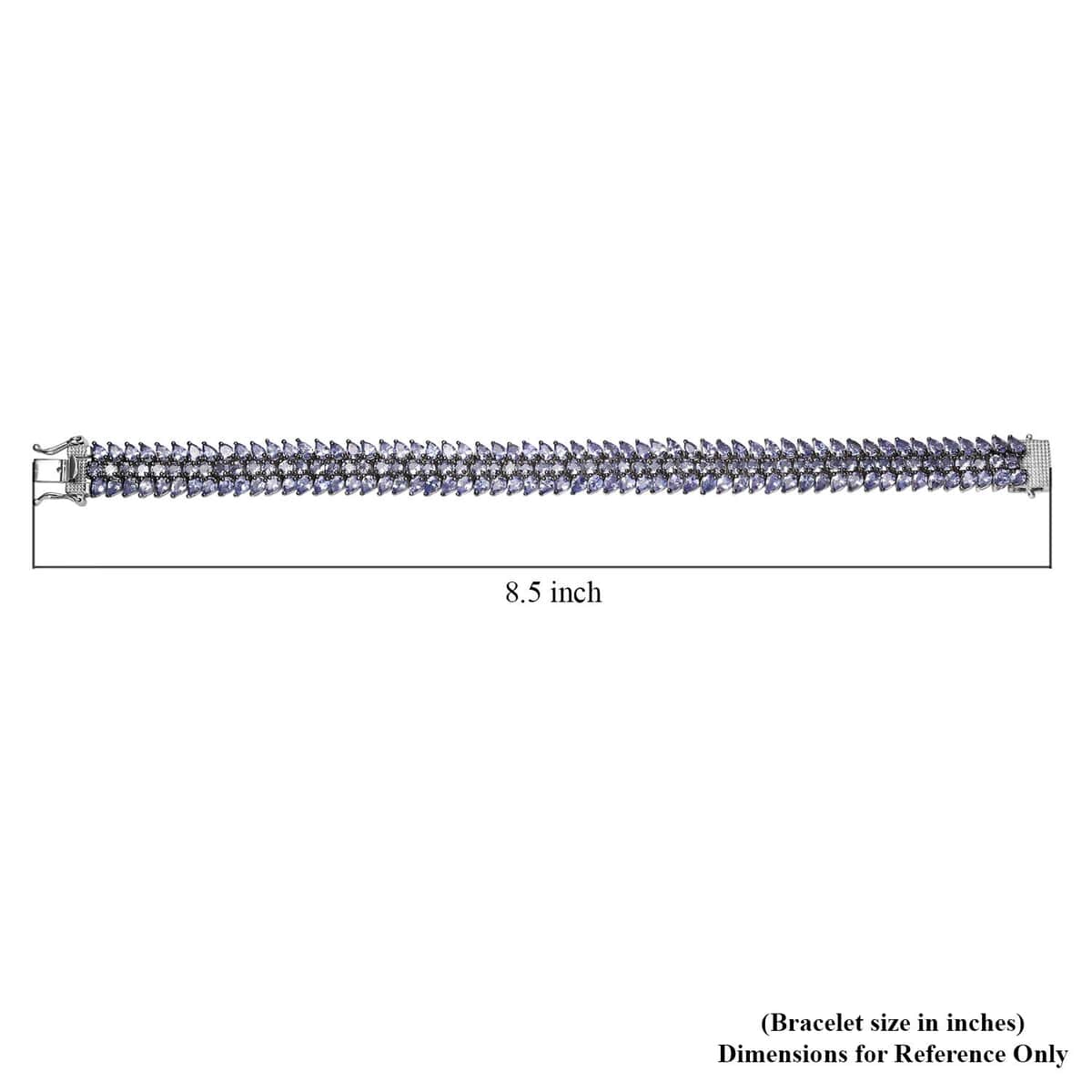 Tanzanite 3 Row Bracelet in Platinum Over Sterling Silver (7.25 In) 22.15 ctw image number 4