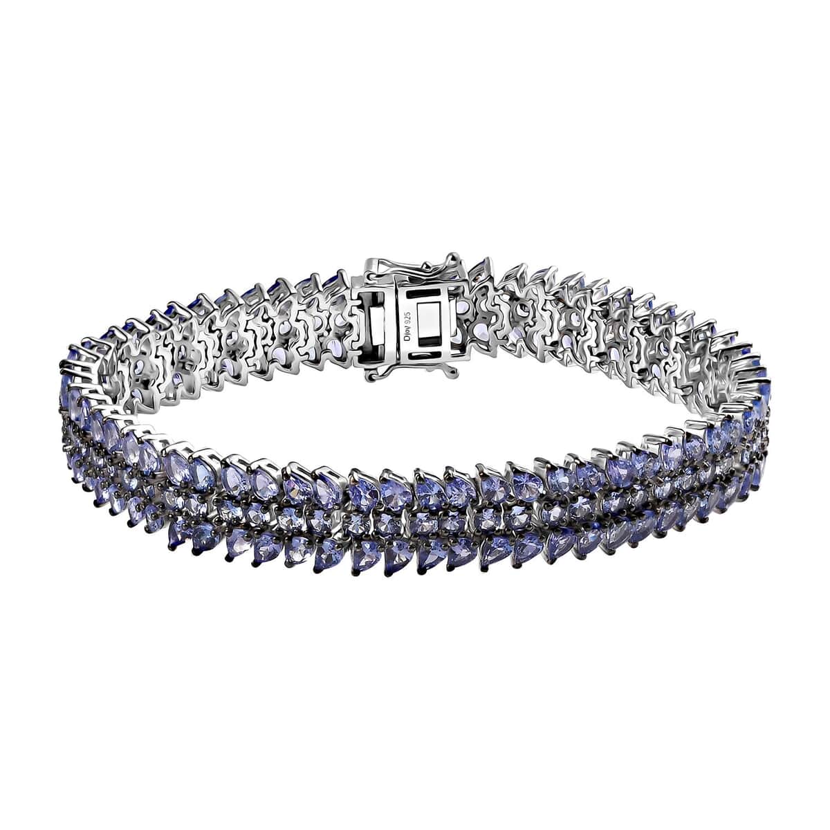 Tanzanite 3 Row Bracelet in Platinum Over Sterling Silver (8.00 In) 24.65 ctw image number 0