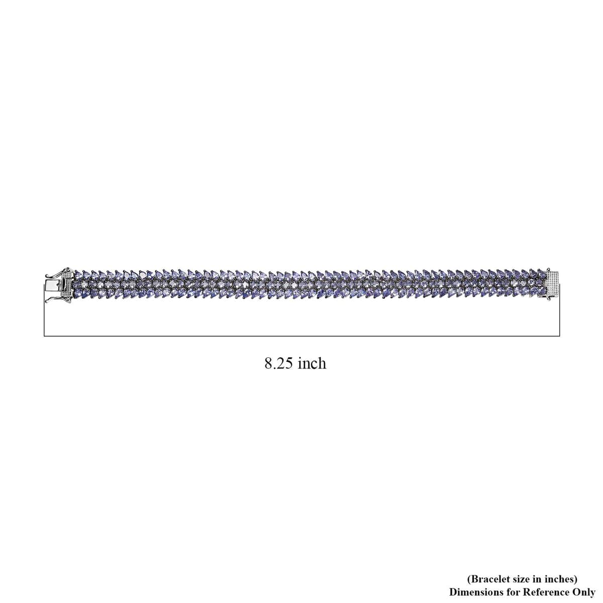 Tanzanite 3 Row Bracelet in Platinum Over Sterling Silver (8.00 In) 24.65 ctw image number 4