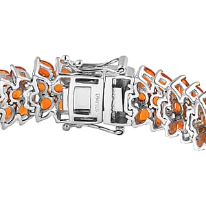 Crimson Fire Opal Crown Prestige 3 Row Bracelet in Platinum Over Sterling Silver (6.50 In) 14.15 ctw
