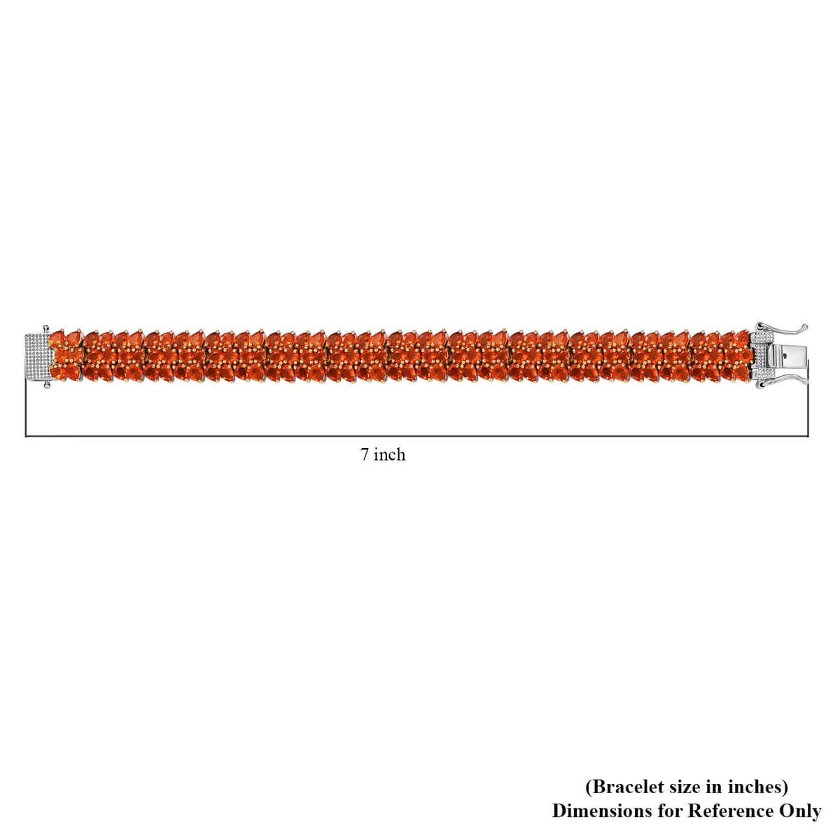 Crimson Fire Opal 3 Row Bracelet in Platinum Over Sterling Silver (6.50 In) 14.15 ctw image number 4