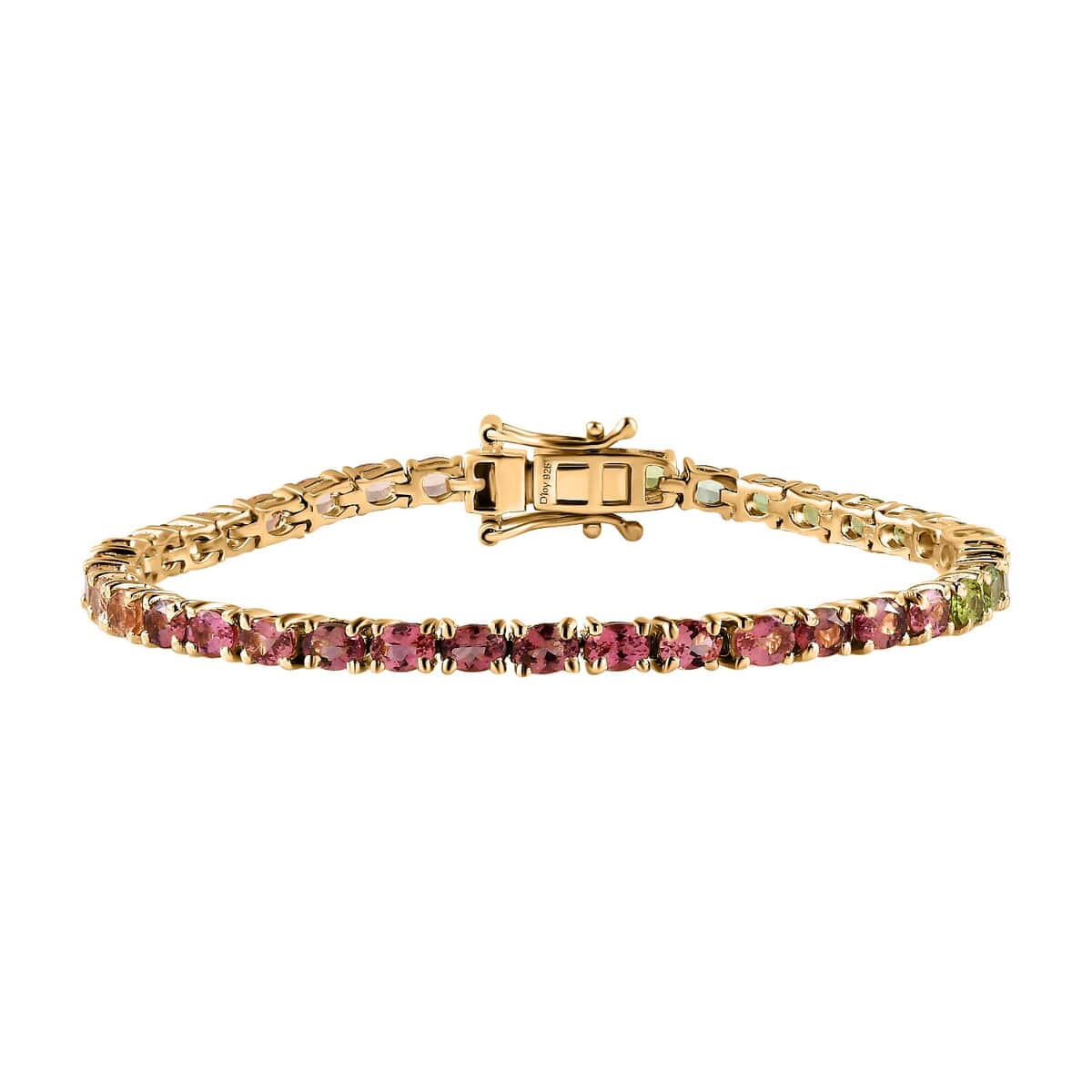 Premium Calabar Multi-Color Tourmaline Tennis Bracelet in Vermeil Yellow Gold Over Sterling Silver (6.50 In) 6.25 ctw image number 0