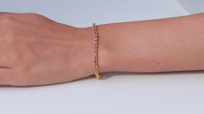 Epic Deal Premium Calabar Multi-Color Tourmaline Tennis Bracelet in Vermeil YG Over Sterling Silver (6.50 In) 6.25 ctw