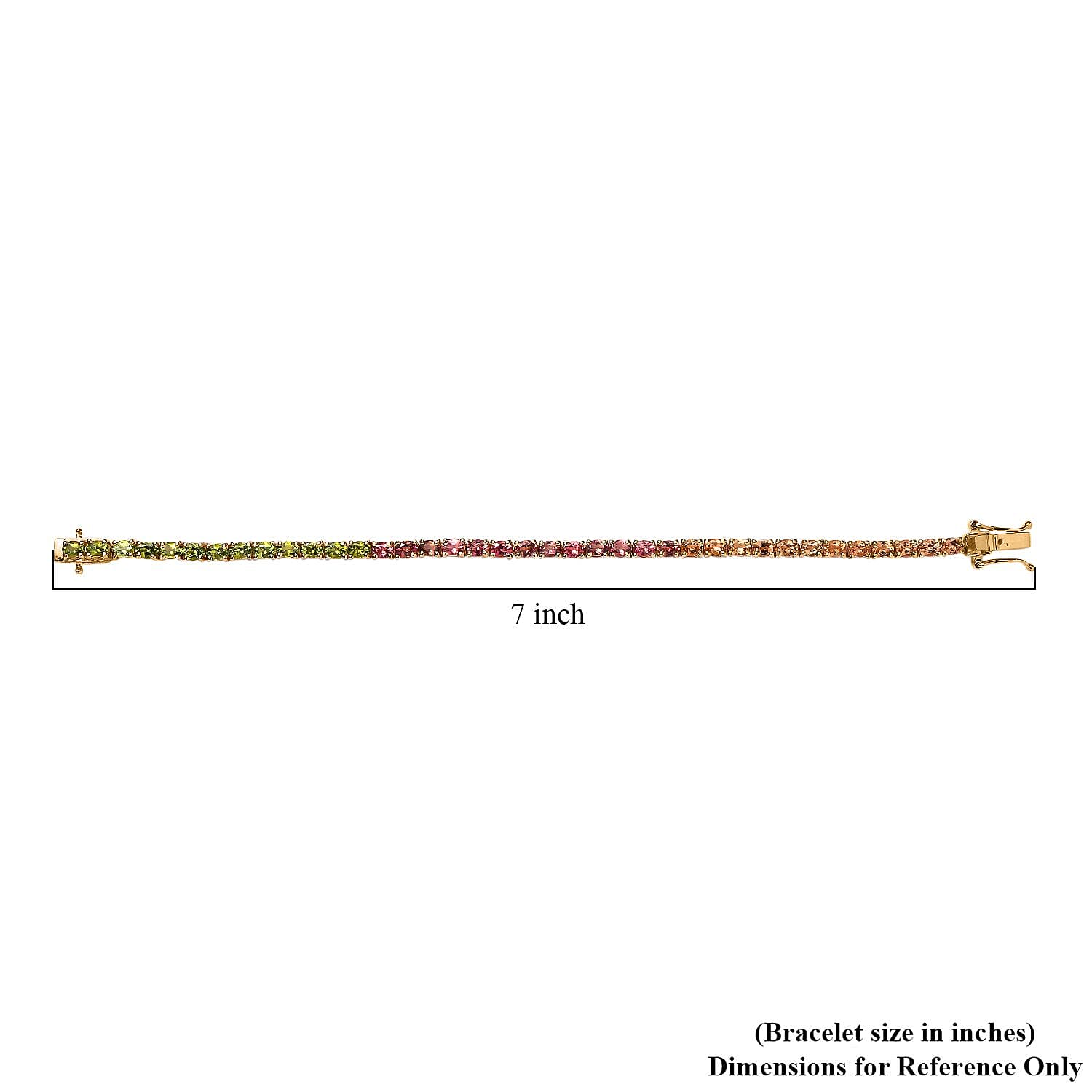 Premium Calabar Multi-Color Tourmaline Tennis Bracelet in Vermeil Yellow Gold Over Sterling Silver (6.50 In) 6.25 ctw
