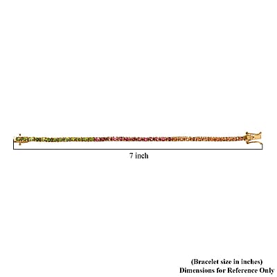 Premium Calabar Multi-Color Tourmaline Tennis Bracelet in Vermeil Yellow Gold Over Sterling Silver (6.50 In) 6.25 ctw