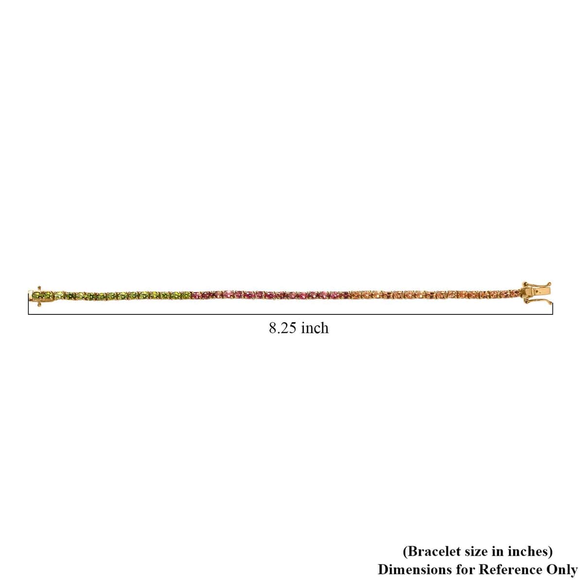 Premium Calabar Multi-Color Tourmaline Tennis Bracelet in Vermeil Yellow Gold Over Sterling Silver (8.00 In) 7.60 ctw image number 4