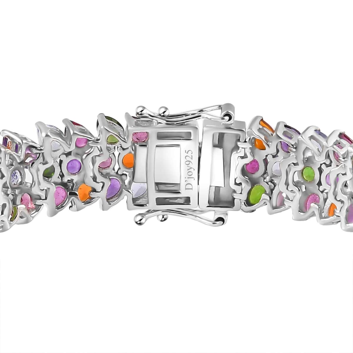 Multi Gemstone 3 Row Bracelet in Platinum Over Sterling Silver (6.50 In) 21.60 ctw image number 3