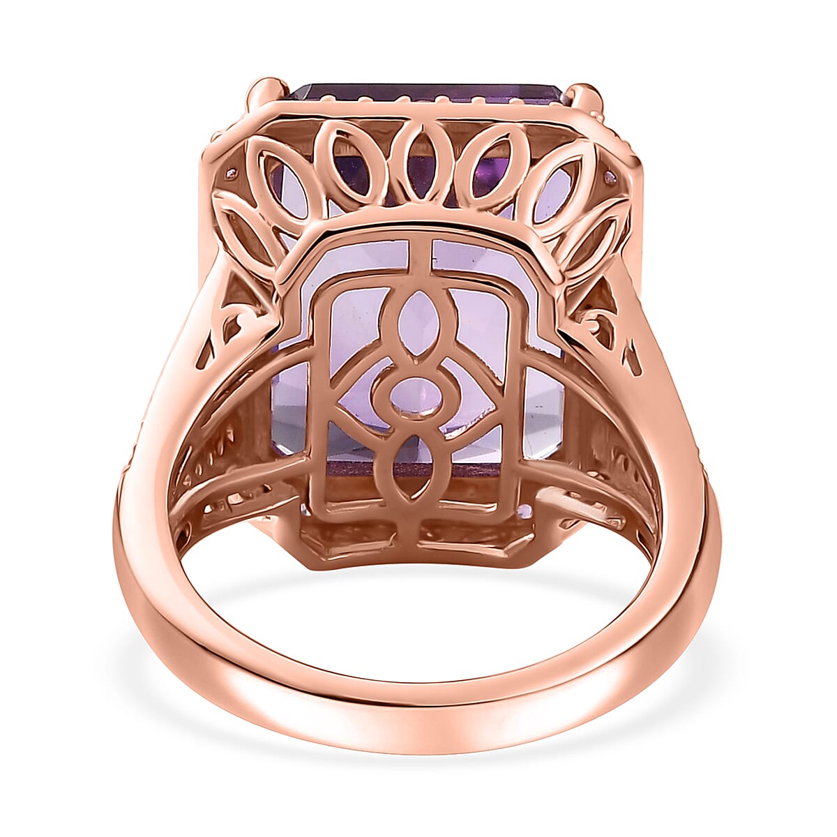 Radiant Cut Premium Rose De France Amethyst and Multi Gemstone Halo Ring in Vermeil Rose Gold Over Sterling Silver (Size 10.0) 12.35 ctw