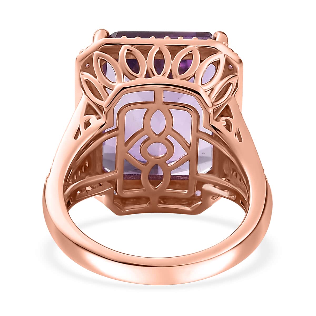 Radiant Cut Premium Rose De France Amethyst and Multi Gemstone Halo Ring in Vermeil Rose Gold Over Sterling Silver (Size 7.0) 12.35 ctw image number 4