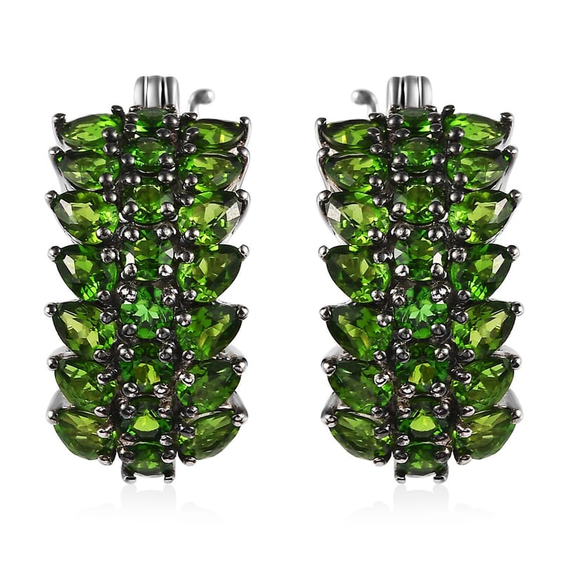 Chrome Diopside Hoop Earrings in Platinum Over Sterling Silver 7.25 ctw