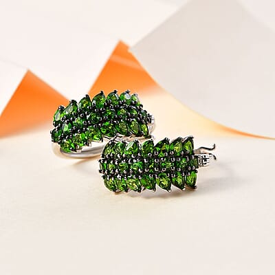 Chrome Diopside Hoop Earrings in Platinum Over Sterling Silver 7.25 ctw