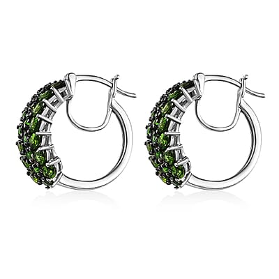 Chrome Diopside Hoop Earrings in Platinum Over Sterling Silver 7.25 ctw