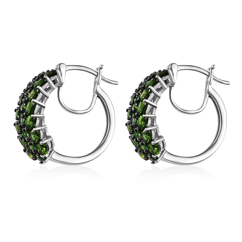 Chrome Diopside Hoop Earrings in Platinum Over Sterling Silver 7.25 ctw