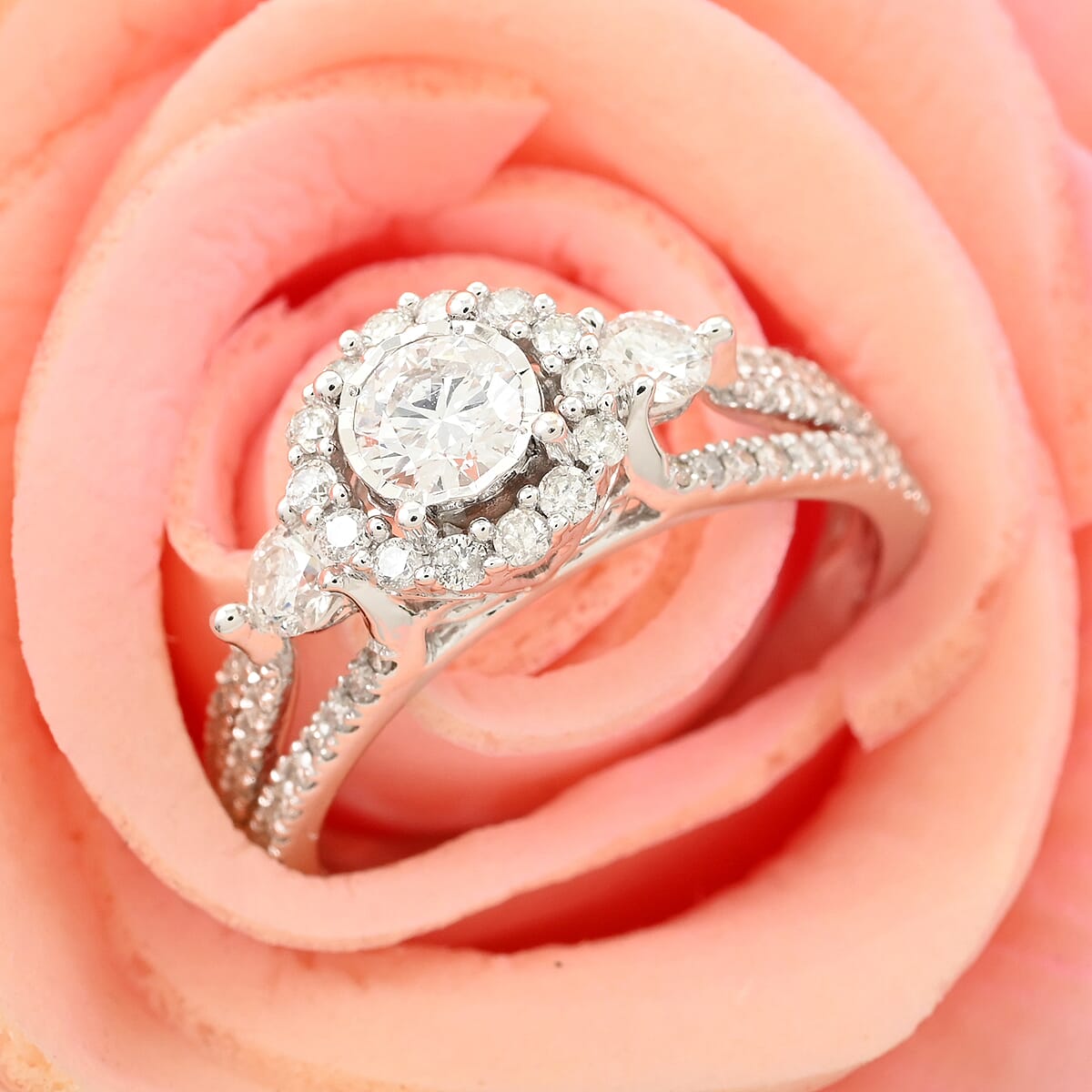 14K White Gold Diamond G-H I1 Ring (Size 8.0) 1.00 ctw image number 1