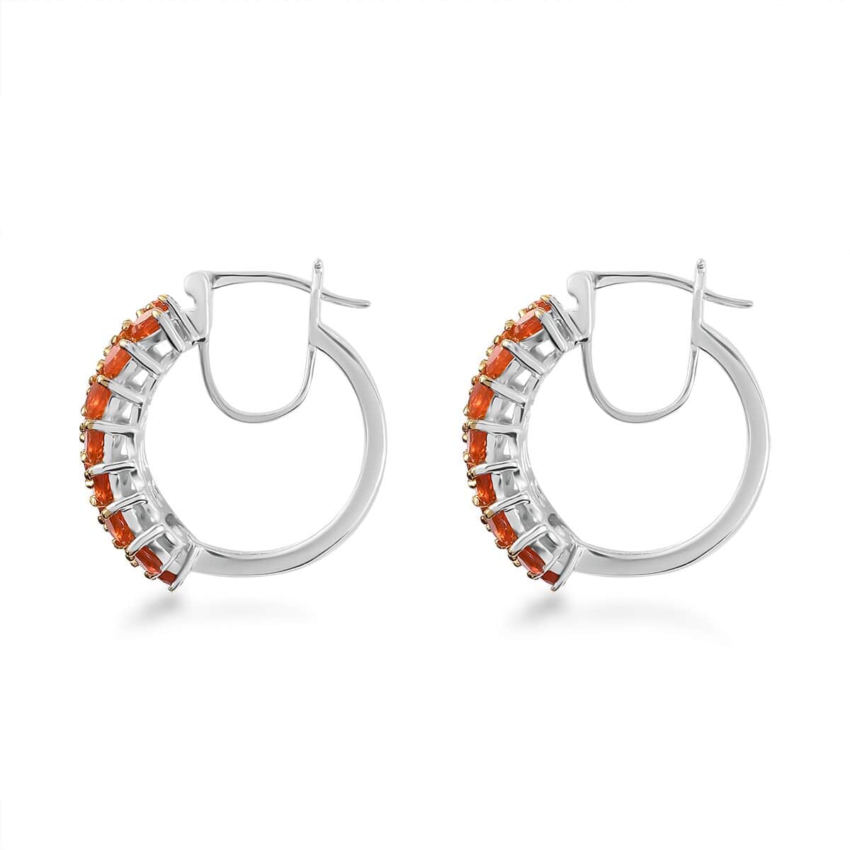 Crimson Fire Opal Hoop Earrings in Platinum Over Sterling Silver 4.30 ctw image number 3