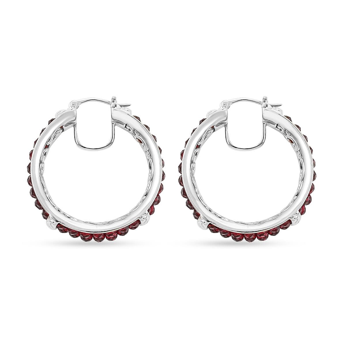 Karis Mozambique Garnet Hoop Earrings in Platinum Bond 15.00 ctw