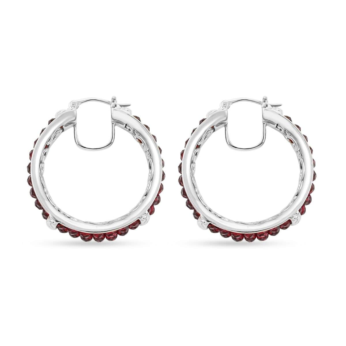 Karis Mozambique Garnet Hoop Earrings in Platinum Bond 15.00 ctw image number 3