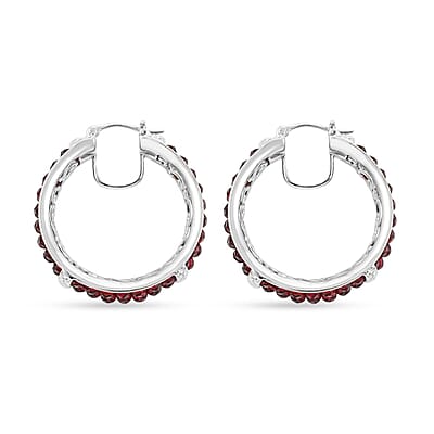 Karis Mozambique Garnet Hoop Earrings in Platinum Bond 15.00 ctw