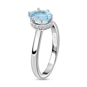 Certified & Appraised Luxoro 14K White Gold AAA Santa Maria Aquamarine and I2 Diamond Ring (Size 10.0) 1.25 ctw