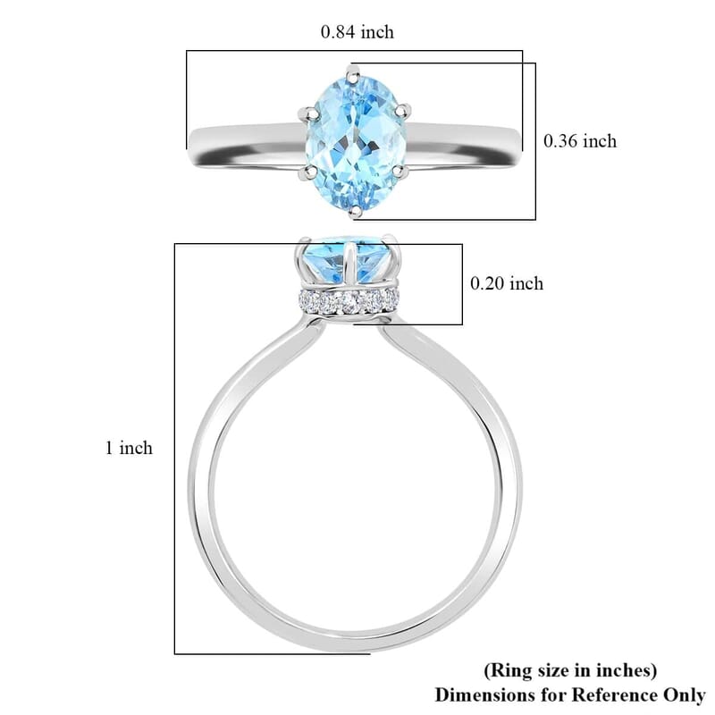 Certified & Appraised Luxoro 14K White Gold AAA Santa Maria Aquamarine and I2 Diamond Ring (Size 10.0) 1.25 ctw