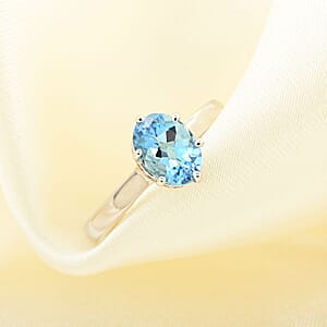 Certified & Appraised Luxoro 14K White Gold AAA Santa Maria Aquamarine and I2 Diamond Ring (Size 8.0) 1.25 ctw