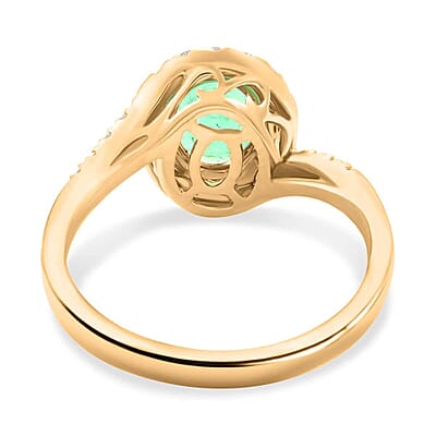 Certified & Appraised Luxoro 14K Yellow Gold AAA Ethiopian Emerald and I2 Diamond Ring (Size 10.0) 1.60 ctw