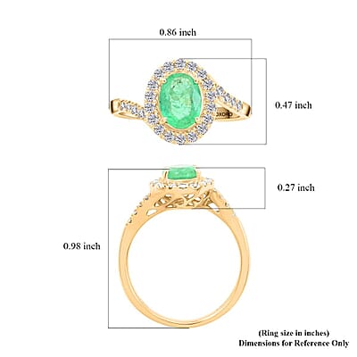 Certified & Appraised Luxoro 14K Yellow Gold AAA Ethiopian Emerald and I2 Diamond Ring (Size 10.0) 1.60 ctw