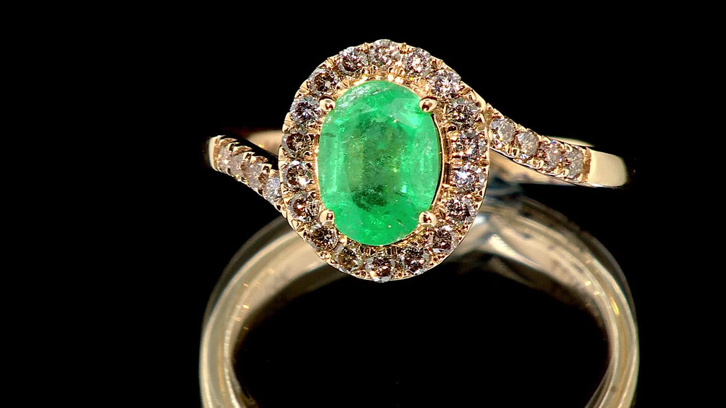 Certified & Appraised Luxoro 14K Yellow Gold AAA Ethiopian Emerald and I2 Diamond Ring (Size 10.0) 1.60 ctw