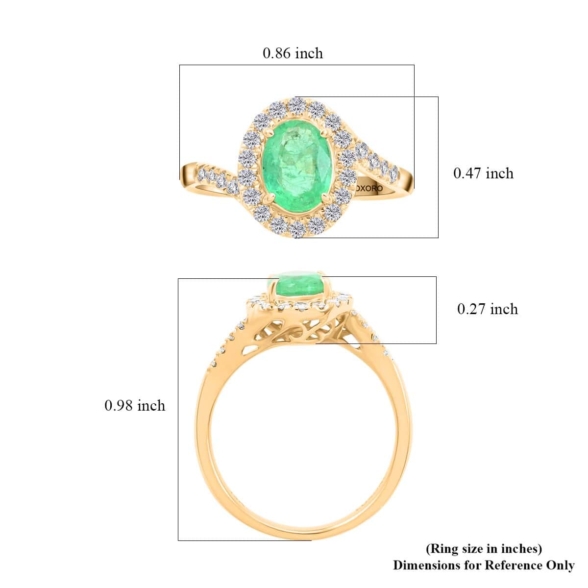 Certified & Appraised Luxoro 14K Yellow Gold AAA Ethiopian Emerald and I2 Diamond Bypass Halo Ring (Size 8.0) 1.60 ctw image number 5