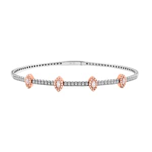 Modani 14K White and Rose Gold Natural Pink ( SI2 ) and White Diamond Bangle Bracelet (7.0 In) 5.85 Grams 0.75 ctw