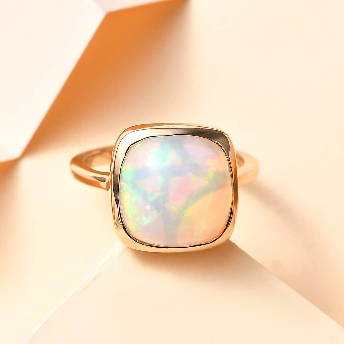 Luxoro 14K Yellow Gold AAA Ethiopian Welo Opal Solitaire Ring (Size 7.0) 4.15 Grams 5.65 ctw image number 1