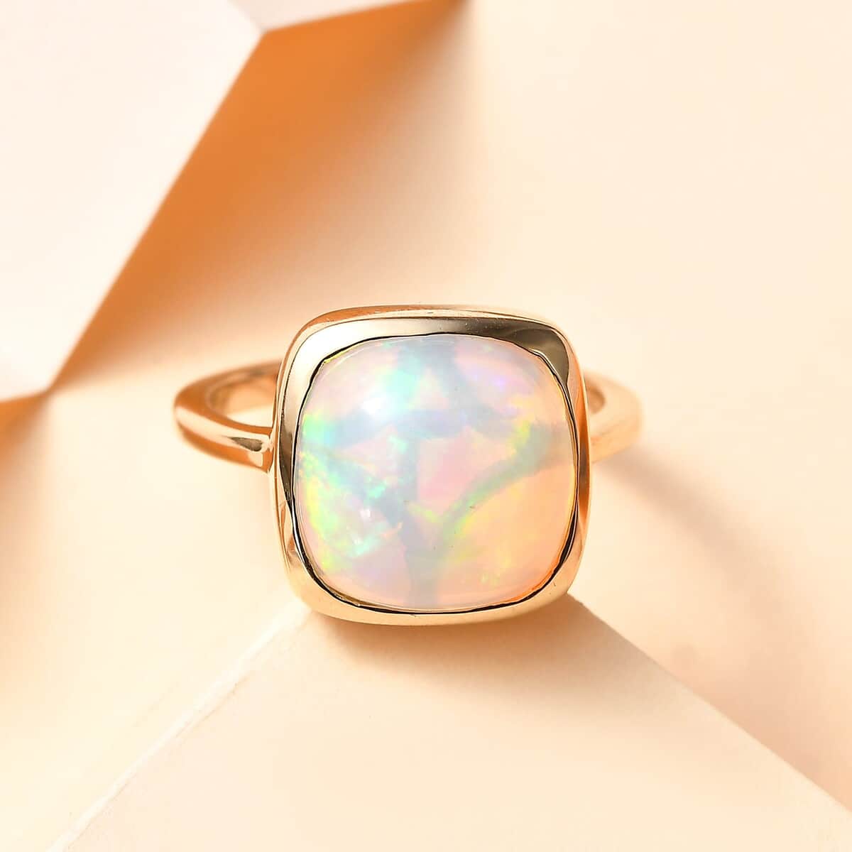 Luxoro 14K Yellow Gold AAA Ethiopian Welo Opal Solitaire Ring (Size 8.5) 4.15 Grams 5.65 ctw image number 1