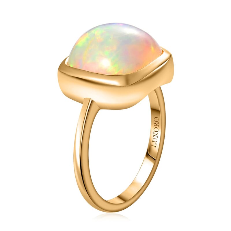 Luxoro 14K Yellow Gold AAA Ethiopian Welo Opal Solitaire Ring (Size 8.5) 4.15 Grams 5.65 ctw
