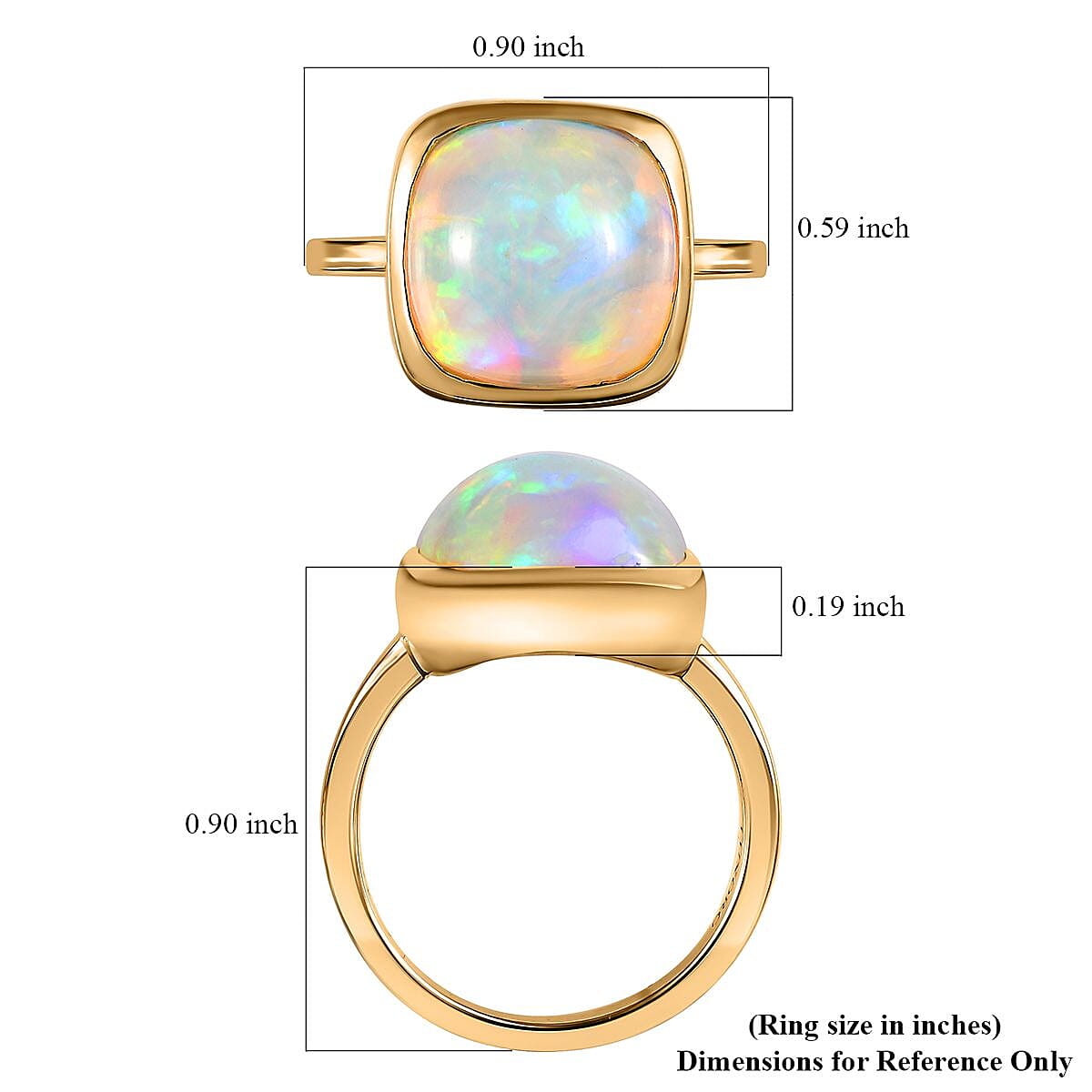 Luxoro 14K Yellow Gold AAA Ethiopian Welo Opal Solitaire Ring (Size 8.5) 4.15 Grams 5.65 ctw