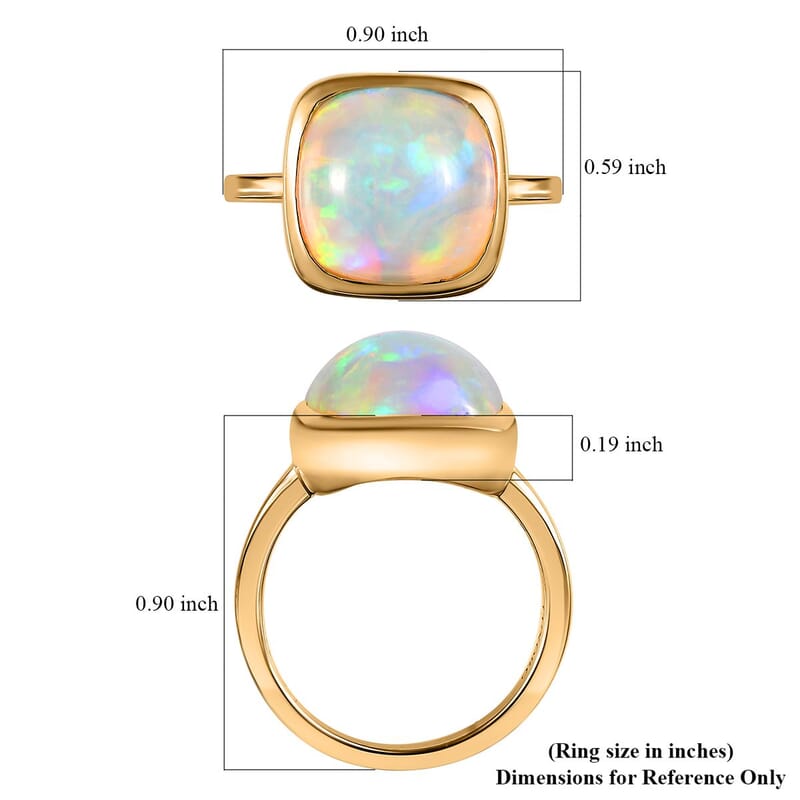 Luxoro 14K Yellow Gold AAA Ethiopian Welo Opal Solitaire Ring (Size 8.5) 4.15 Grams 5.65 ctw