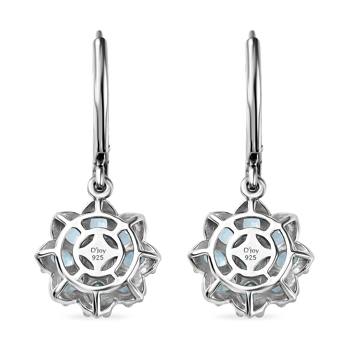 Betroka Blue Apatite and White Zircon Floral Earrings in Platinum Over Sterling Silver 3.65 ctw image number 4