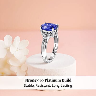 Rhapsody AAAA Tanzanite and E-F VS Diamond 4.15 ctw Statement Ring in 950 Platinum (Size 6.0) 6.20 Grams