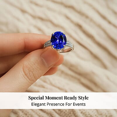 Rhapsody AAAA Tanzanite and E-F VS Diamond 4.15 ctw Statement Ring in 950 Platinum (Size 6.0) 6.20 Grams
