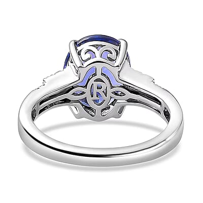 Rhapsody AAAA Tanzanite and E-F VS Diamond 4.15 ctw Statement Ring in 950 Platinum (Size 6.0) 6.20 Grams