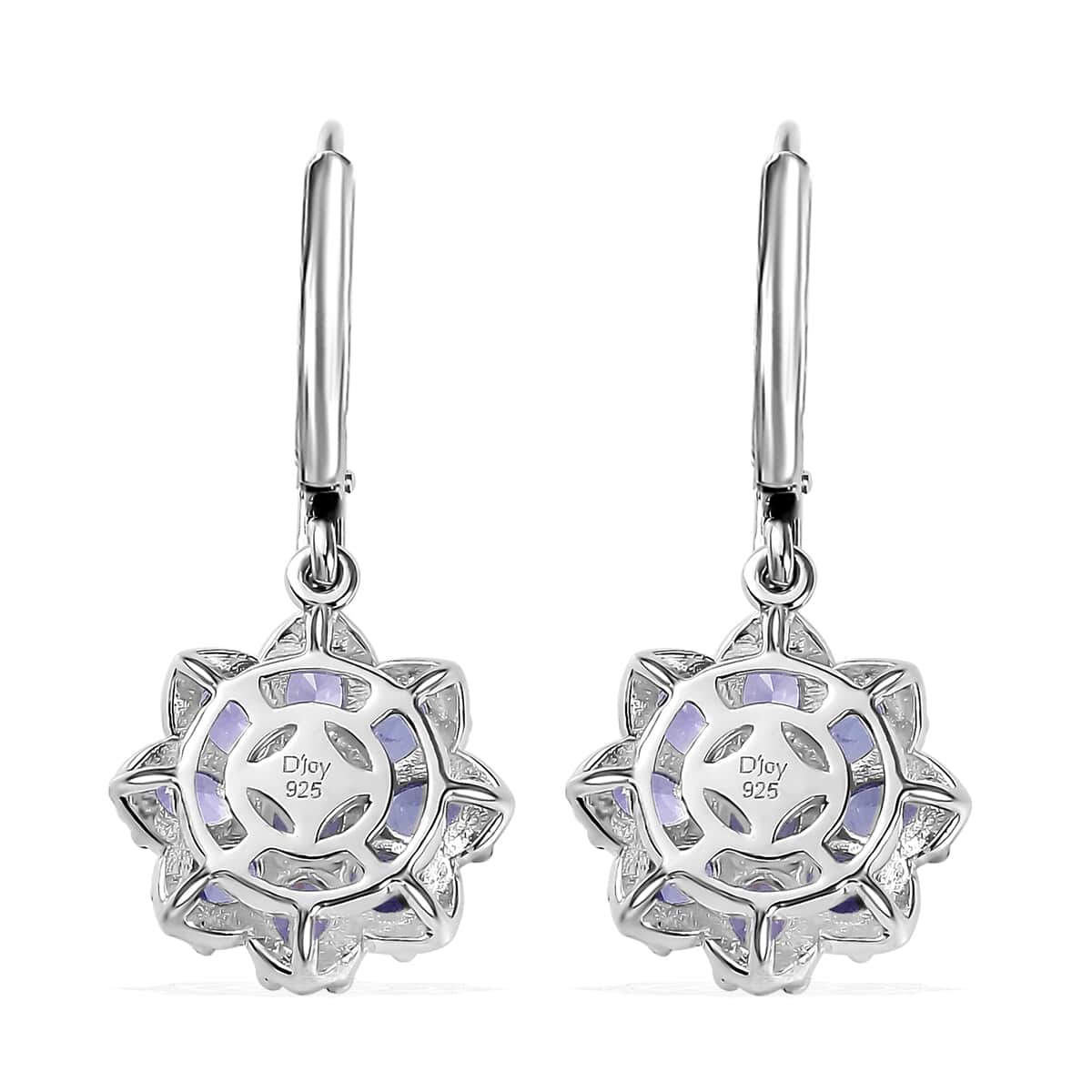 Tanzanite and White Zircon Floral Earrings in Platinum Over Sterling Silver 3.25 ctw image number 4