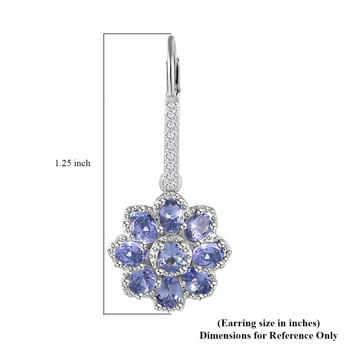 Tanzanite and White Zircon Floral Earrings in Platinum Over Sterling Silver 3.25 ctw image number 5