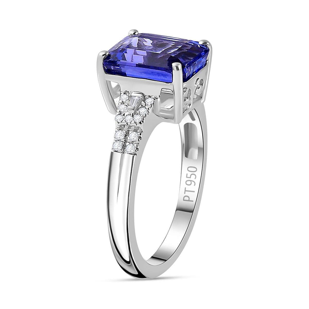 Rhapsody AAAA Tanzanite and E-F VS Diamond 4.10 ctw Statement Ring in 950 Platinum (Size 7.0) 5.90 Grams image number 3