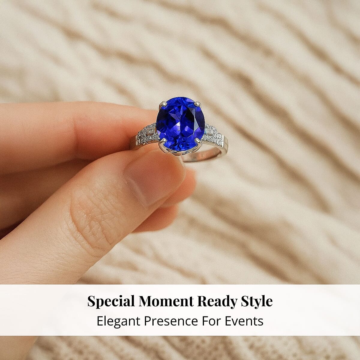 Rhapsody AAAA Tanzanite and E-F VS Diamond 4.10 ctw Statement Ring in 950 Platinum (Size 7.0) 5.90 Grams image number 4